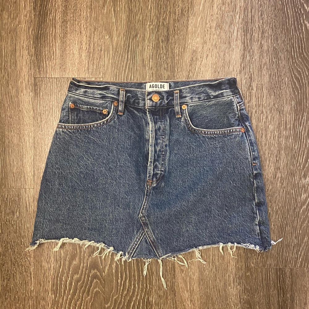 AGOLDE QUINN HIGH RISE DENIM SKIRT REVOLVE